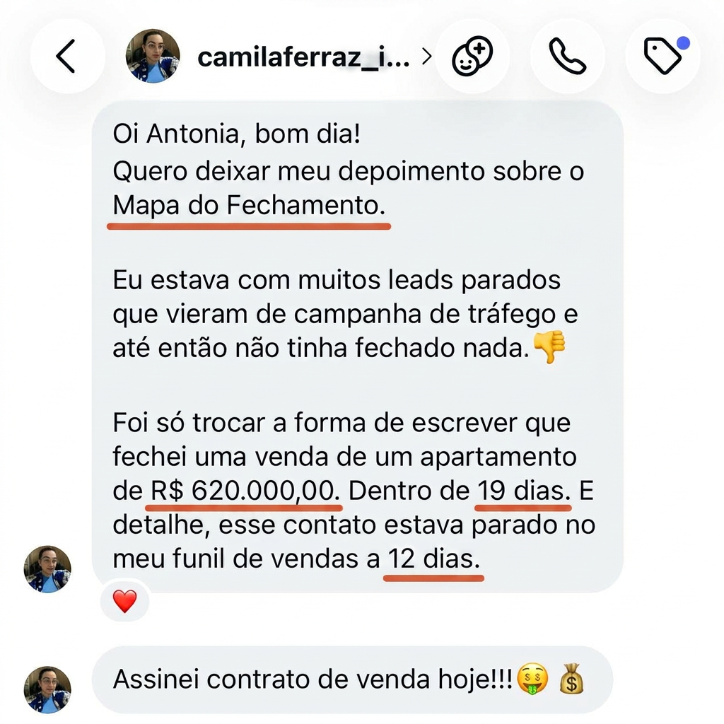 Print do depoimento de Camila Ferraz enviado no direct