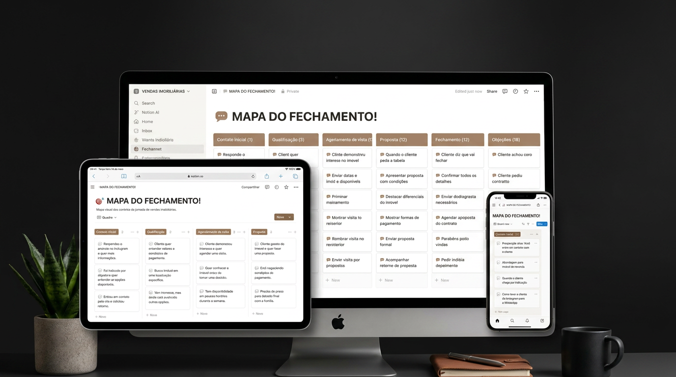 Mapa do Fechamento acessível no computador, tablet e celular — Notion